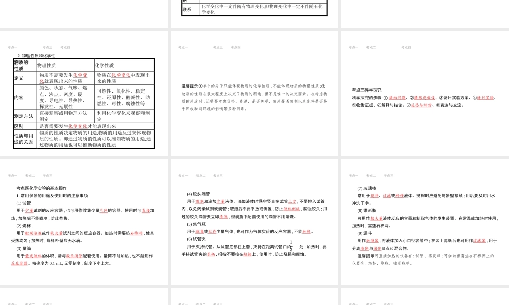 （江西专用）中考化学总复习 第一单元 走进化学世界课件-人教版初中九年级全册化学课件