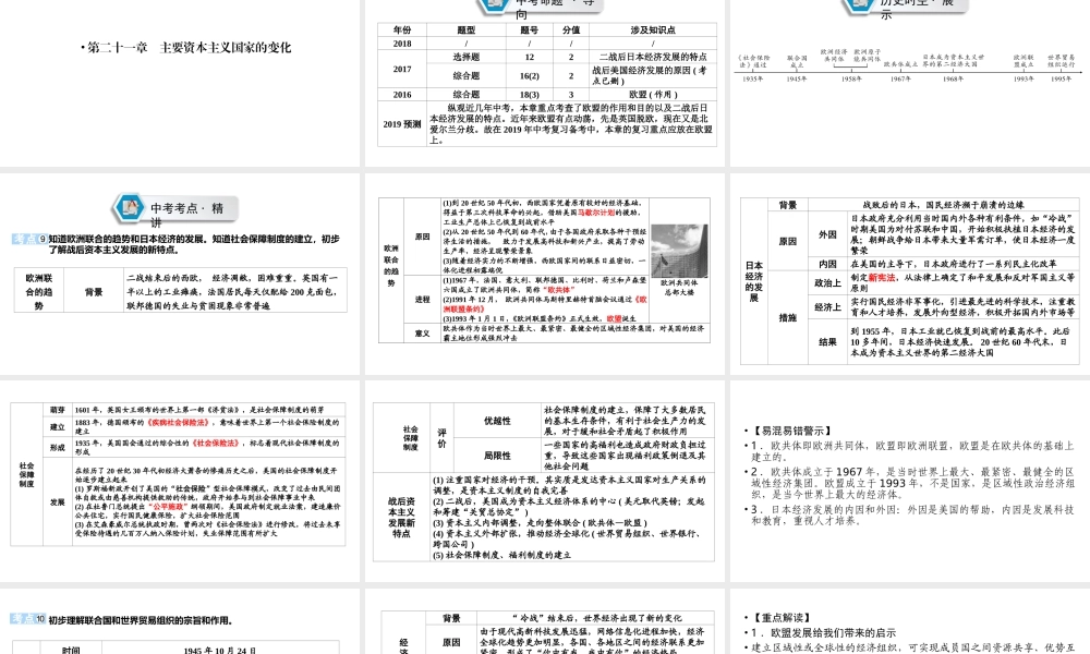 （江西专用）中考历史总复习 第一部分 教材同步复习 模块六 世界现代史 第21章 主要资本主义国家的变化课件-人教版初中九年级全册历史课件