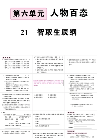 （江西专版）秋九年级语文上册 第六单元 21 智取生辰纲习题课件 新人教版-新人教版初中九年级上册语文课件