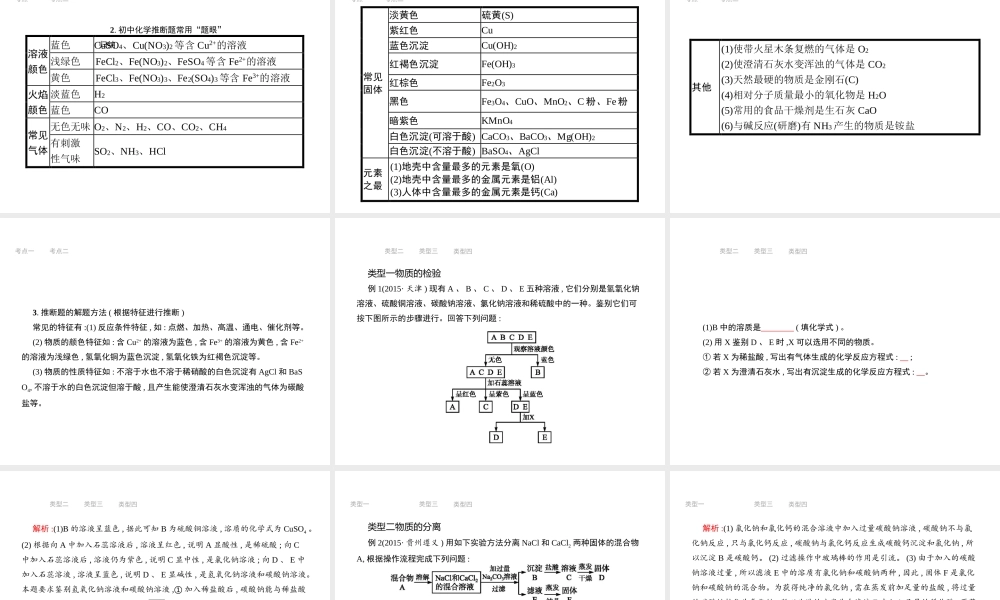 （江西专用）中考化学总复习 专题6 物质的检验、分离、推断与除杂课件-人教版初中九年级全册化学课件