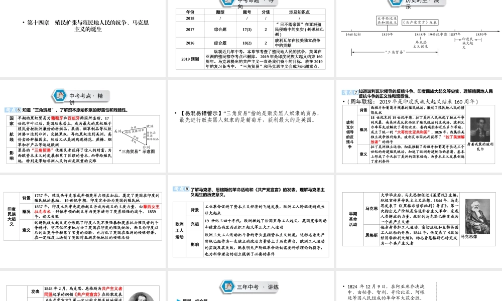 （江西专用）中考历史总复习 第一部分 教材同步复习 模块五 世界近代史 第14章 殖民扩张与殖民地人民的抗争、马克思主义的诞生课件-人教版初中九年级全册历史课件