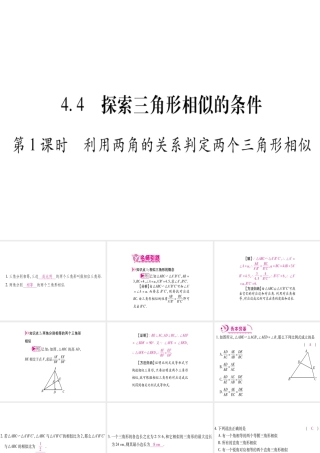 （江西专版）秋九年级数学上册 第4章 图形的相似 4.4 探索三角形相似的条件 第1课时 利用两角的关系判断两个三角形相似作业课件 （新版）北师大版-（新版）北师大版初中九年级上册数学课件