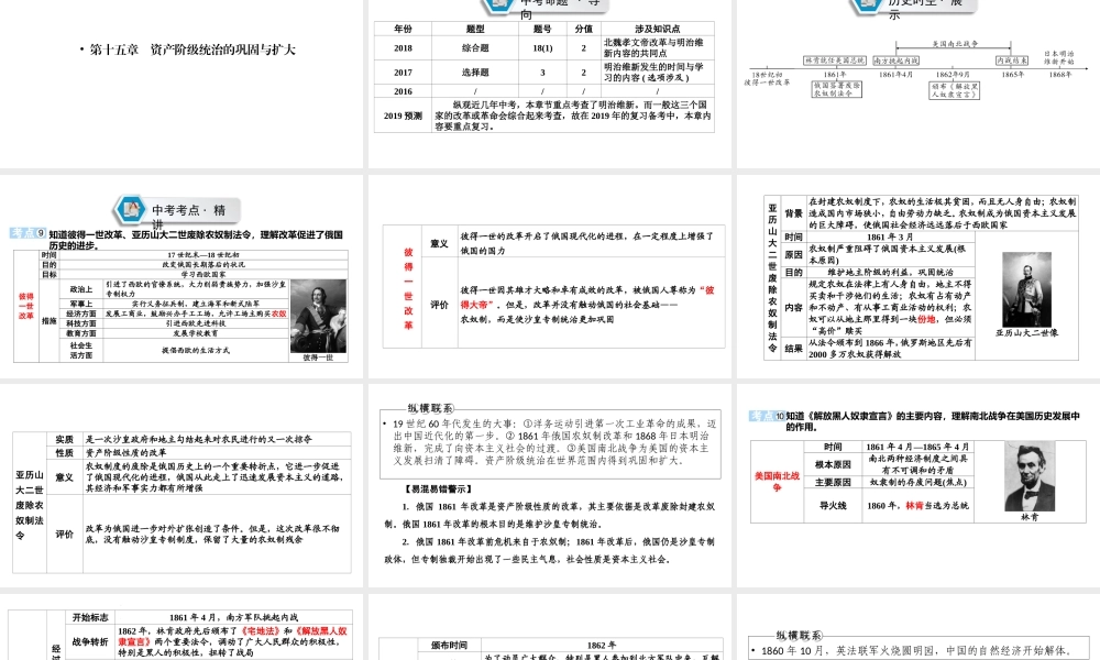 （江西专用）中考历史总复习 第一部分 教材同步复习 模块五 世界近代史 第15章 资产阶级统治的巩固与扩大课件-人教版初中九年级全册历史课件