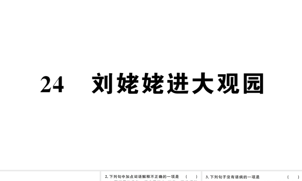 （江西专版）秋九年级语文上册 第六单元 24 刘姥姥进大观园习题课件 新人教版-新人教版初中九年级上册语文课件