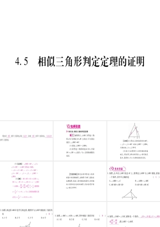 （江西专版）秋九年级数学上册 第4章 图形的相似 4.5 相似三角形判定定理的证明作业课件 （新版）北师大版-（新版）北师大版初中九年级上册数学课件