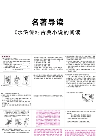 （江西专版）秋九年级语文上册 第六单元 名著导读（二）《水浒传》古典小说的阅读习题课件 新人教版-新人教版初中九年级上册语文课件