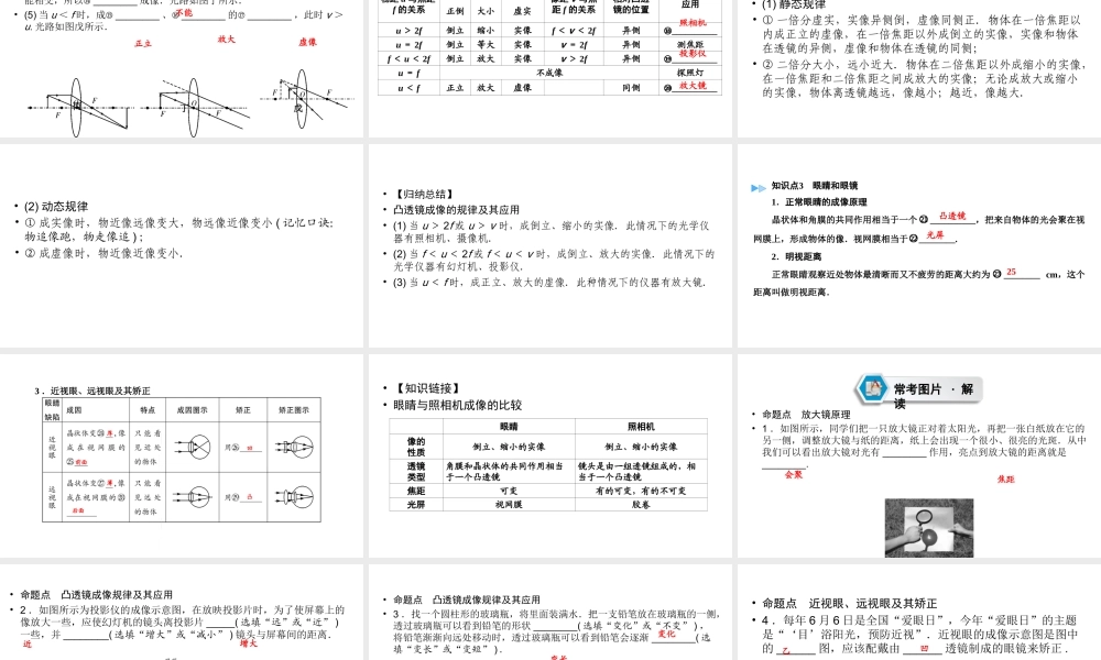 （江西专用）中考物理新设计一轮复习 第三章 在光的世界里（第2讲 透镜及其应用）课件-人教版初中九年级全册物理课件