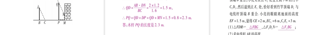 （江西专版）秋九年级数学上册 第4章 图形的相似 4.6 利用相似三角形测高作业课件 （新版）北师大版-（新版）北师大版初中九年级上册数学课件