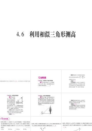 （江西专版）秋九年级数学上册 第4章 图形的相似 4.6 利用相似三角形测高作业课件 （新版）北师大版-（新版）北师大版初中九年级上册数学课件