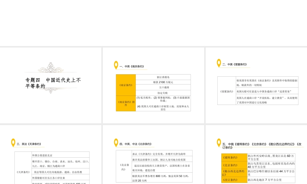 （江西专用）中考历史复习 常考知识专题 专题四 中国近代史上不平等条约教学课件-人教版初中九年级全册历史课件