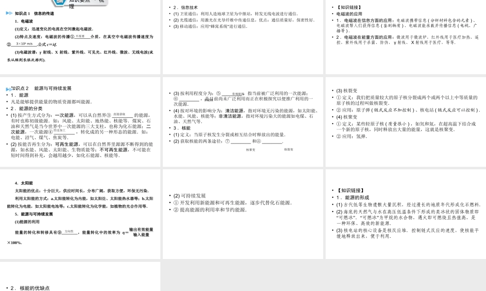 （江西专用）中考物理新设计一轮复习 第十八章 电磁波与信息技术 物理学与能源技术课件-人教版初中九年级全册物理课件
