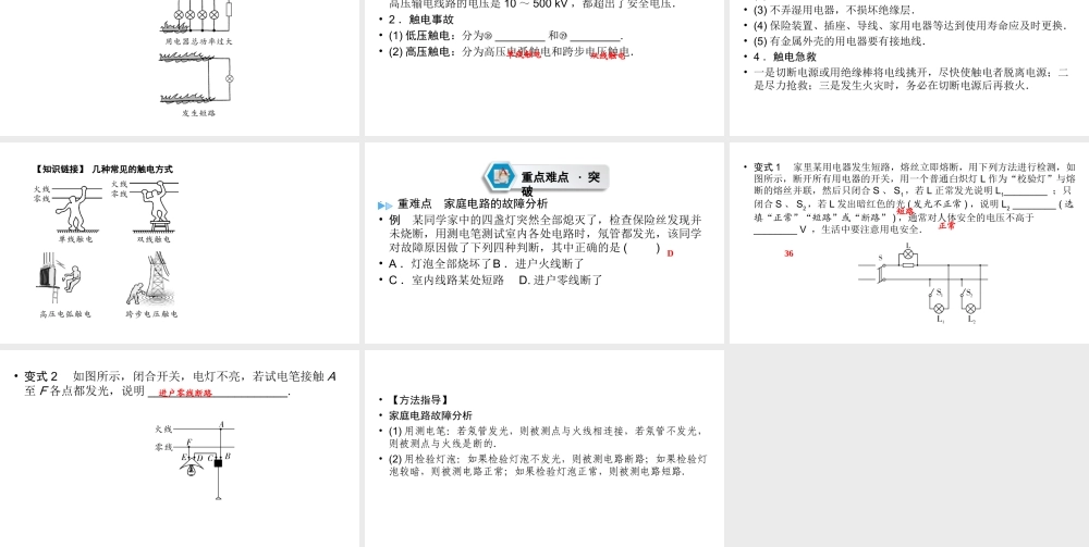 （江西专用）中考物理新设计一轮复习 第十七章 家庭用电课件-人教版初中九年级全册物理课件