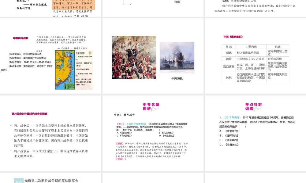 （江西专用）中考历史复习 模块二 中国近代史 第7讲 列强的侵略与中国人民的抗争教学课件-人教版初中九年级全册历史课件