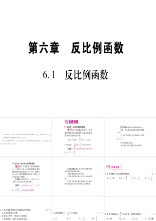 （江西专版）秋九年级数学上册 第6章 反比例函数 6.1 反比例函数作业课件 （新版）北师大版-（新版）北师大版初中九年级上册数学课件