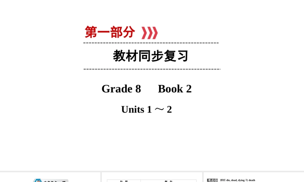 （江西专用）中考英语 第一部分 教材同步复习 Grade 8 Book 2 Units 1-2课件-人教版初中九年级全册英语课件