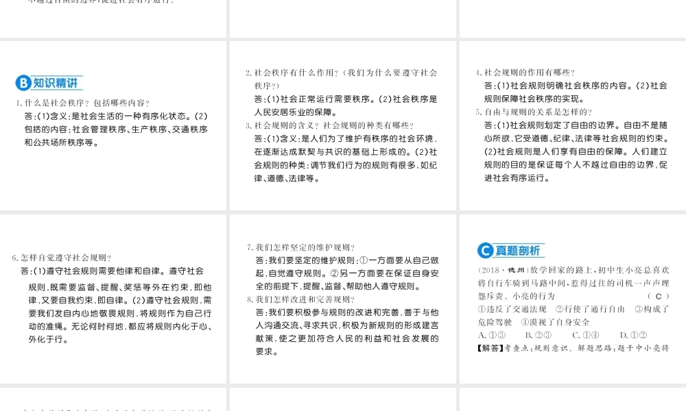 （河南专版）八年级道德与法治上册 第二单元 遵守社会规则 第三课 社会生活离不开规则习题课件 新人教版-新人教版初中八年级上册政治课件