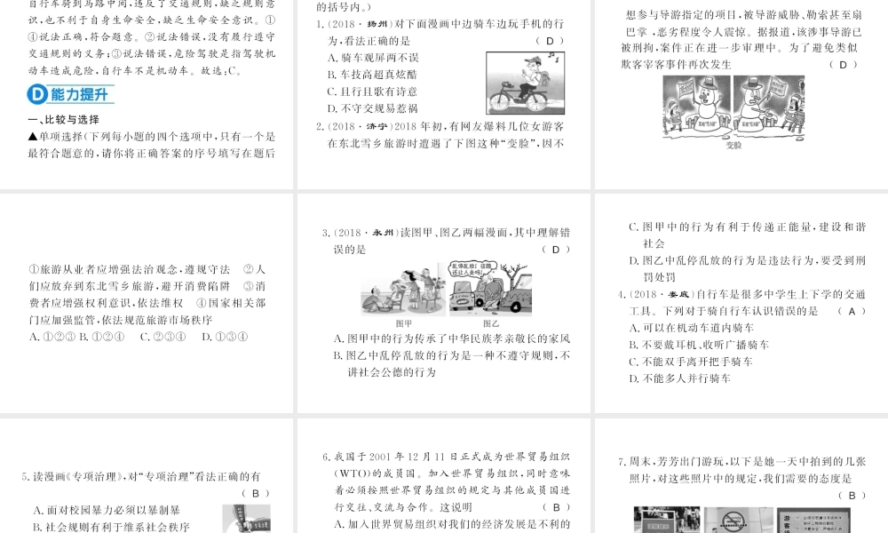 （河南专版）八年级道德与法治上册 第二单元 遵守社会规则 第三课 社会生活离不开规则习题课件 新人教版-新人教版初中八年级上册政治课件