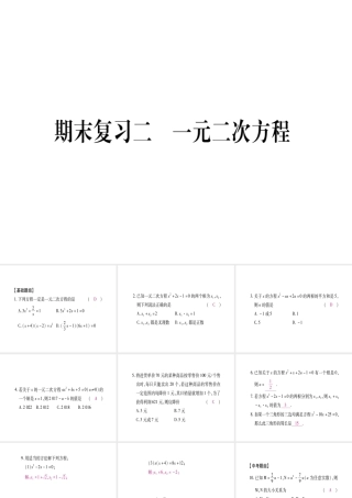 （江西专版）秋九年级数学上册 期末复习（二）一元二次方程作业课件 （新版）北师大版-（新版）北师大版初中九年级上册数学课件