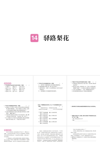 （江西专版）春七年级语文下册 第四单元 14 驿路梨花习题课件 新人教版-新人教版初中七年级下册语文课件