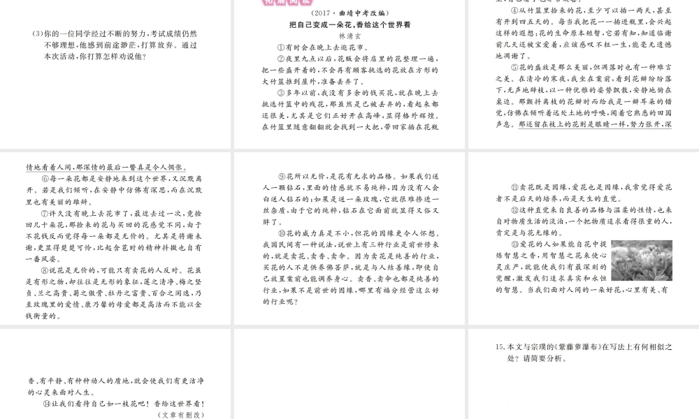 （江西专版）春七年级语文下册 第五单元 17 紫藤萝瀑布习题课件 新人教版-新人教版初中七年级下册语文课件