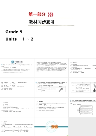 （江西专用）中考英语一轮复习 第一部分 教材同步复习 Grade 9 Units 1-2课件-人教版初中九年级全册英语课件