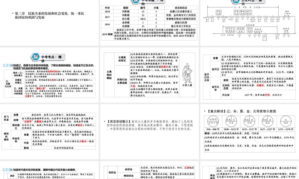 （江西专用）中考历史总复习 第一部分 教材同步复习 模块一 中国古代史 第3章 民族关系的发展和社会变化、统一多民族国家的巩固与发展课件-人教版初中九年级全册历史课件