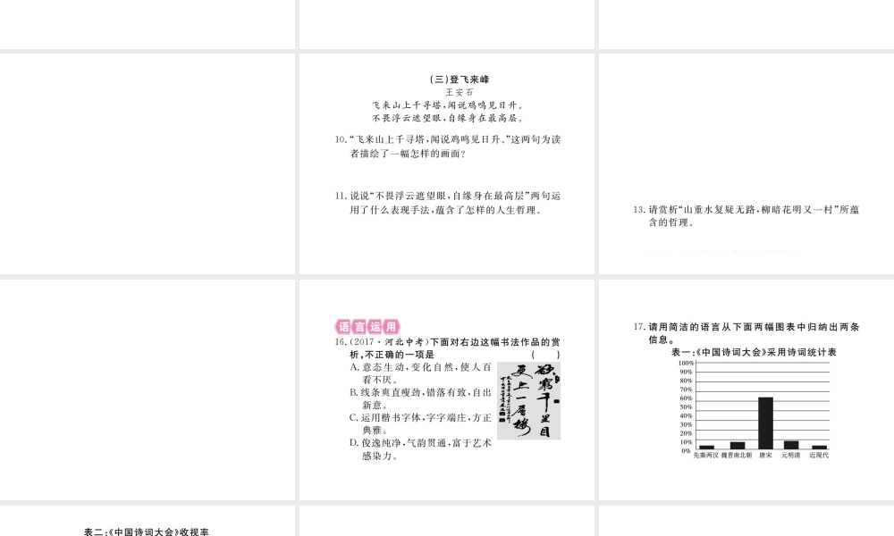（江西专版）春七年级语文下册 第五单元 20 古代诗歌五首习题课件 新人教版-新人教版初中七年级下册语文课件