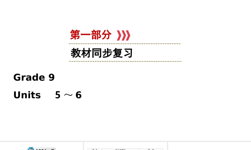 （江西专用）中考英语一轮复习 第一部分 教材同步复习 Grade 9 Units 5-6课件-人教版初中九年级全册英语课件