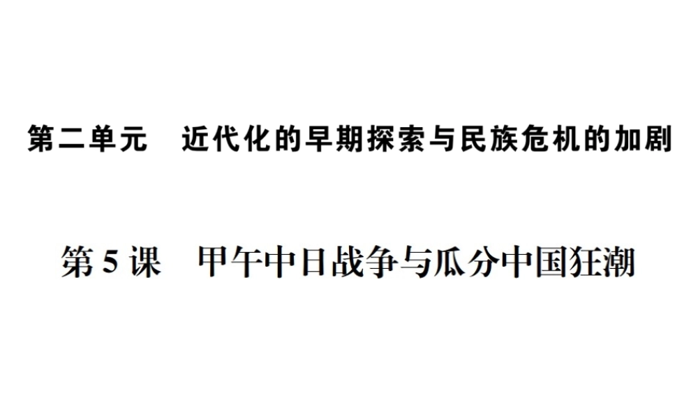 （河北专级历史上册 第二单元 近代化的早期探索与民族危机的加剧 第5课 甲午中日战争与瓜分中国狂潮习题课件 新人教版-新人教级上册历史课件
