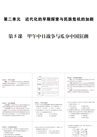 （河北专级历史上册 第二单元 近代化的早期探索与民族危机的加剧 第5课 甲午中日战争与瓜分中国狂潮习题课件 新人教版-新人教级上册历史课件