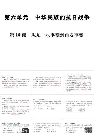 （河北专级历史上册 第六单元 中华民族的抗日战争 第18课 从九一八事变到西安事变习题课件 新人教版-新人教级上册历史课件