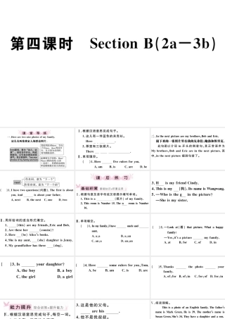 （江西专版）秋七年级英语上册 Unit 2 This is my sister第四课时习题课件（新版）人教新目标版-（新版）人教新目标版初中七年级上册英语课件
