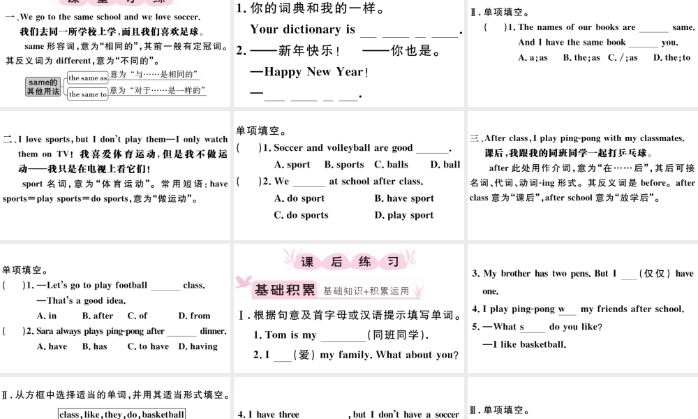 （江西专版）秋七年级英语上册 Unit 5 Do you have a soccer ball第四课时习题课件（新版）人教新目标版-（新版）人教新目标版初中七年级上册英语课件