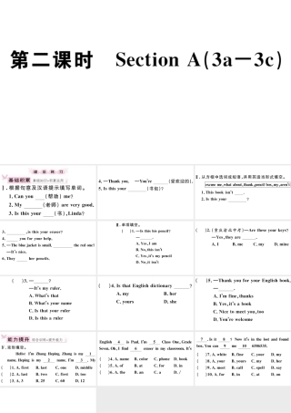 （江西专版）秋七年级英语上册 Unit 3 Is this your pencil第二课时习题课件（新版）人教新目标版-（新版）人教新目标版初中七年级上册英语课件