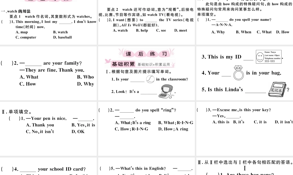 （江西专版）秋七年级英语上册 Unit 3 Is this your pencil第三课时习题课件（新版）人教新目标版-（新版）人教新目标版初中七年级上册英语课件