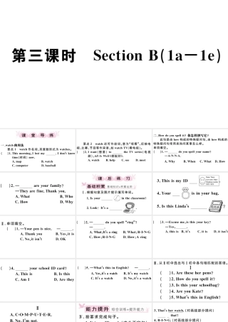 （江西专版）秋七年级英语上册 Unit 3 Is this your pencil第三课时习题课件（新版）人教新目标版-（新版）人教新目标版初中七年级上册英语课件