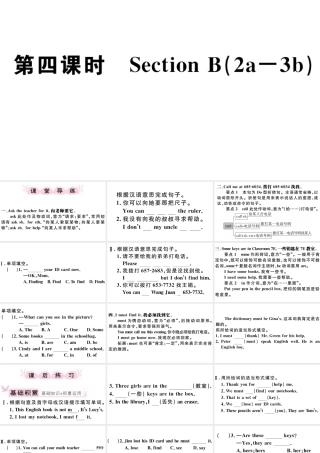 （江西专版）秋七年级英语上册 Unit 3 Is this your pencil第四课时习题课件（新版）人教新目标版-（新版）人教新目标版初中七年级上册英语课件