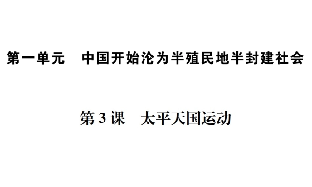 （河北专级历史上册 第一单元 中国开始沦为半殖民地半封建社会 第3课 太平天国运动习题课件 新人教版-新人教级上册历史课件