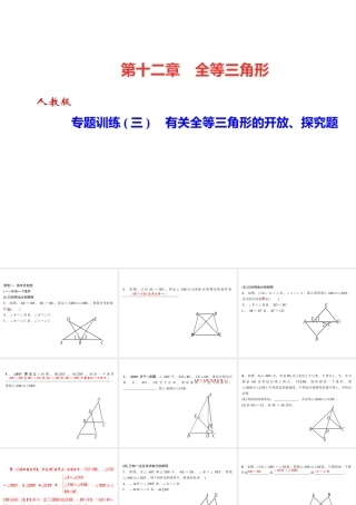 （河北专级数学上册 第十二章 全等三角形 专题训练（三）有关全等三角形的开放、探究题作业课件 （新版）新人教版-（新版）新人教级上册数学课件