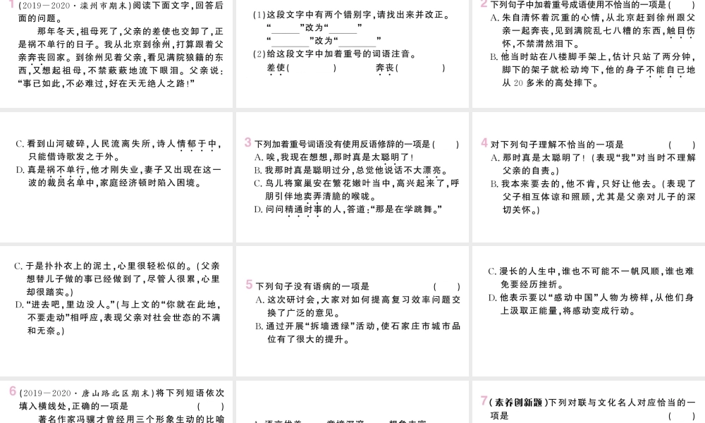 （河北专版）八年级语文上册 第四单元 14 背影课件 新人教版-新人教版初中八年级上册语文课件