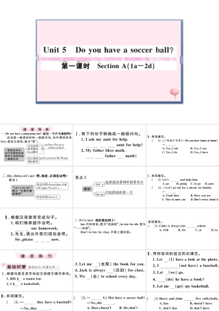 （江西专版）秋七年级英语上册 Unit 5 Do you have a soccer ball第一课时习题课件（新版）人教新目标版-（新版）人教新目标版初中七年级上册英语课件