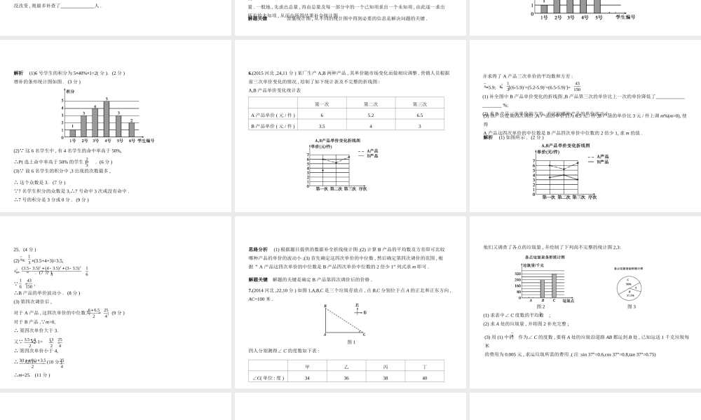 （河北专版）中考数学一轮复习 第四章 统计与概率 4.1 统计（试卷部分）课件-人教版初中九年级全册数学课件