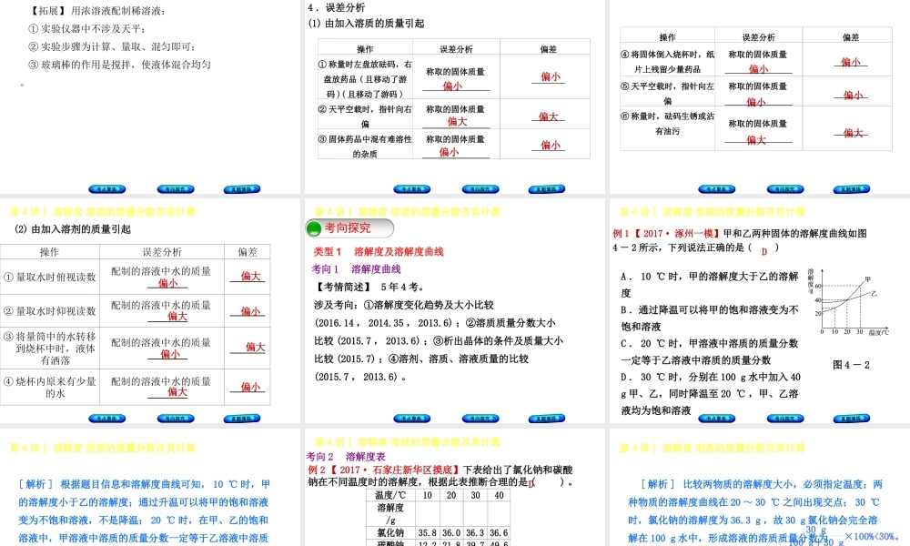 （河北专版）中考化学复习 第4课时 溶解度 溶质的质量分数及其计算课件-人教版初中九年级全册化学课件
