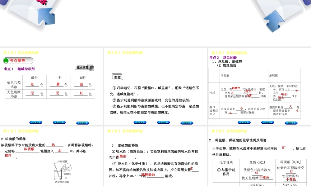 （河北专版）中考化学复习 第8课时 常见的酸和碱课件-人教版初中九年级全册化学课件