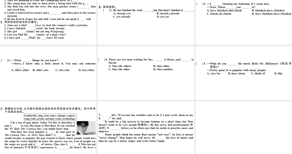 （河南专版）八年级英语下册 Unit 8 Have you read Treasure Island yet第二课时习题课件（新版）人教新目标版-（新版）人教新目标版初中八年级下册英语课件
