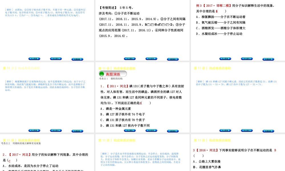 （河北专版）中考化学复习 第11课时 构成物质的微粒课件-人教版初中九年级全册化学课件