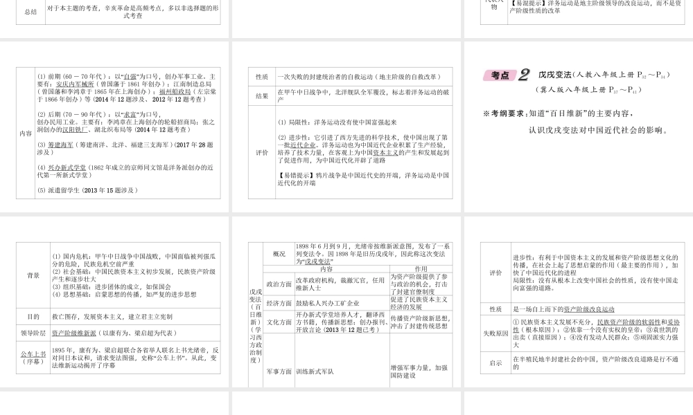 （河北专版）中考历史总复习 第2讲 近代化的探索必考考点清单课件-人教版初中九年级全册历史课件