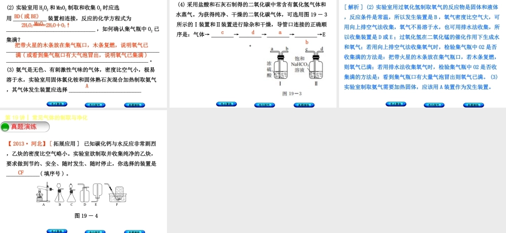 （河北专版）中考化学复习 第19课时 常见气体的制备与净化课件-人教版初中九年级全册化学课件