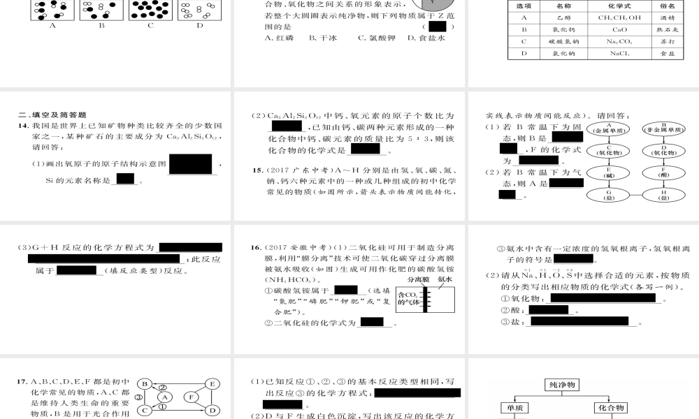 （河北专版）中考化学复习 第一编 教材知识梳理篇 模块二 物质构成的奥秘 课时10 化学式和化合价 物质的分类课件-人教版初中九年级全册化学课件