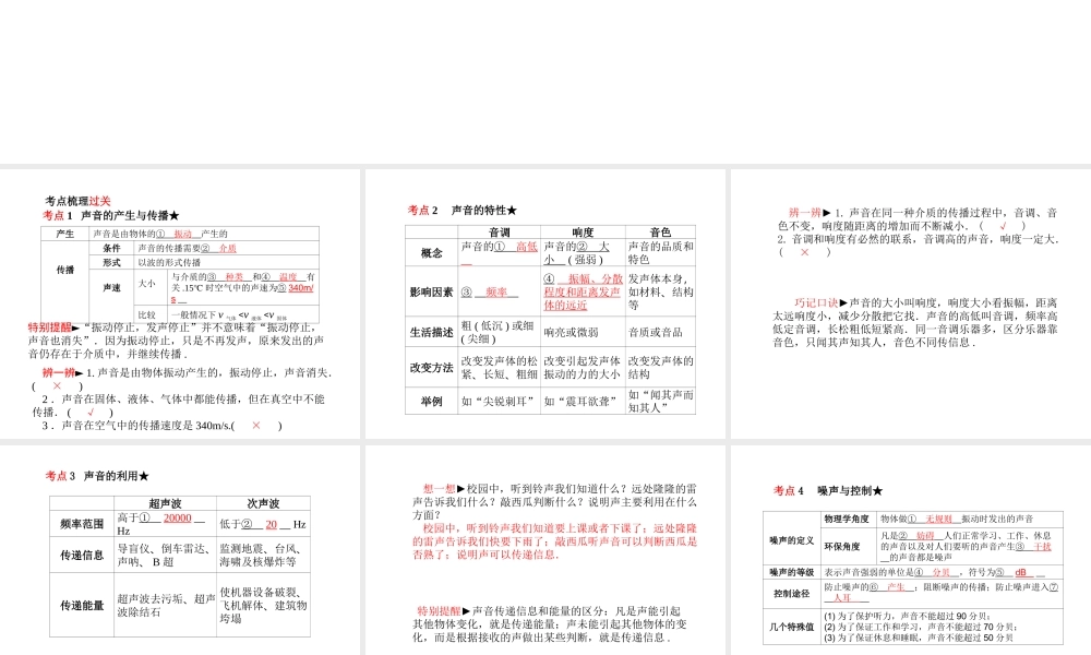 （河北专版）中考物理 第一部分 系统复习 成绩基石 第2讲 声现象课件-人教版初中九年级全册物理课件